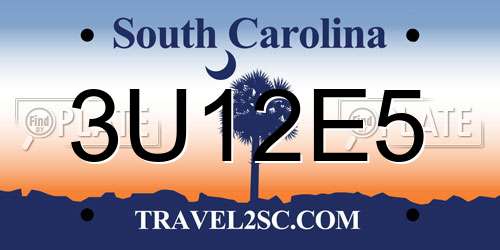3U12E5 South Carolina License Plate