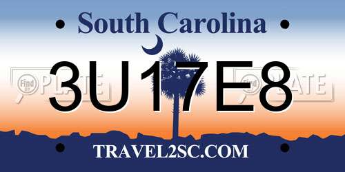 3U17E8 South Carolina License Plate