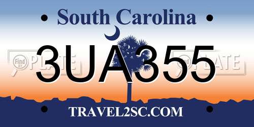 3UA355 South Carolina License Plate