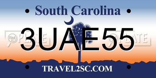 3UAE55 South Carolina License Plate