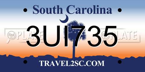 3UI735 South Carolina License Plate