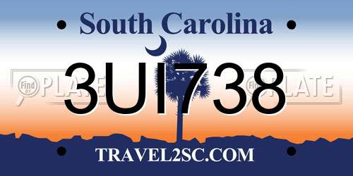 3UI738 South Carolina License Plate