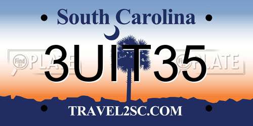 3UIT35 South Carolina License Plate