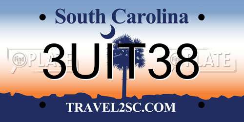 3UIT38 South Carolina License Plate