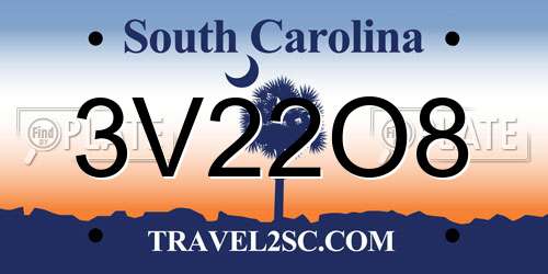 3V22O8 South Carolina License Plate