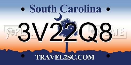 3V22Q8 South Carolina License Plate
