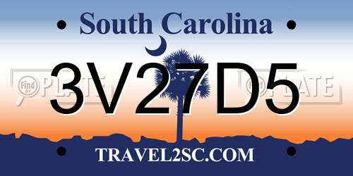 3V27D5 South Carolina License Plate
