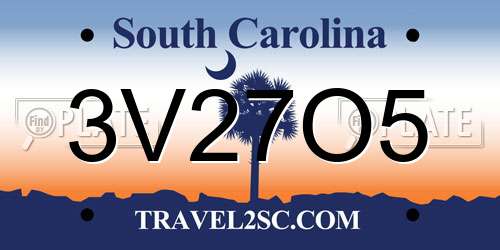 3V27O5 South Carolina License Plate