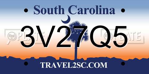 3V27Q5 South Carolina License Plate