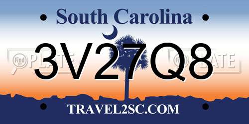 3V27Q8 South Carolina License Plate