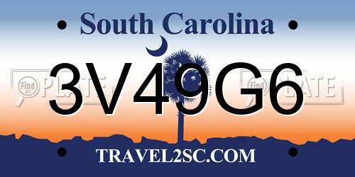 3V49G6 South Carolina License Plate