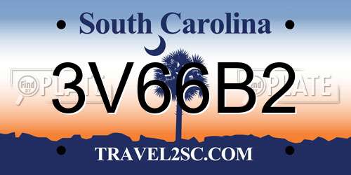 3V66B2 South Carolina License Plate