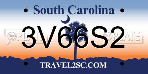 3V66S2 South Carolina License Plate