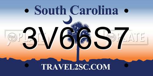3V66S7 South Carolina License Plate