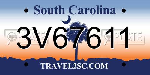 3V67611 South Carolina License Plate
