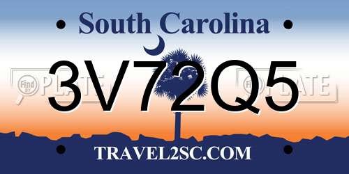 3V72Q5 South Carolina License Plate