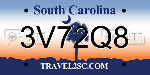 3V72Q8 South Carolina License Plate