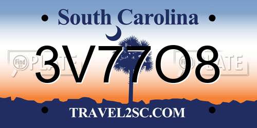 3V77O8 South Carolina License Plate