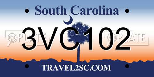 3VC102 South Carolina License Plate
