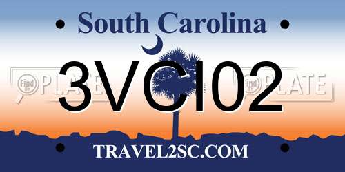 3VCI02 South Carolina License Plate