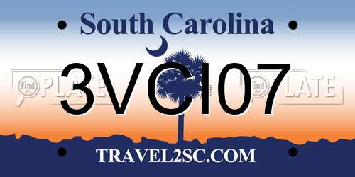 3VCI07 South Carolina License Plate