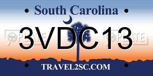 3VDC13 South Carolina License Plate