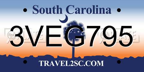 3VEG795 South Carolina License Plate