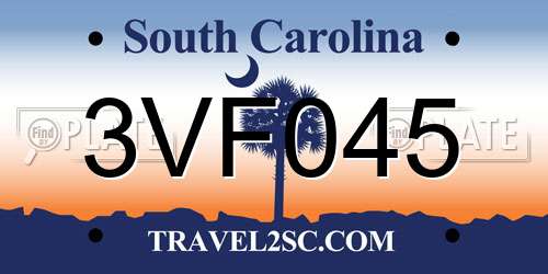3VF045 South Carolina License Plate