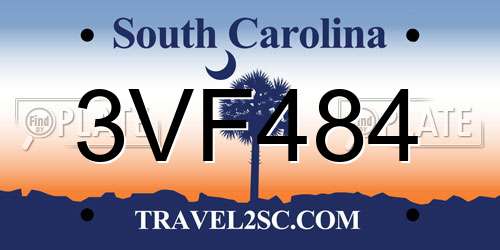 3VF484 South Carolina License Plate