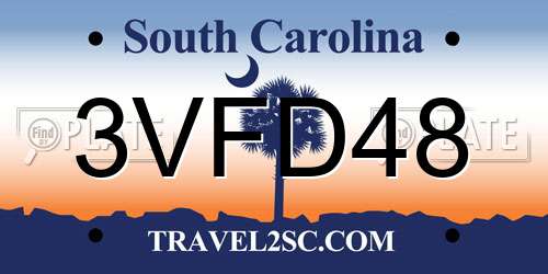 3VFD48 South Carolina License Plate