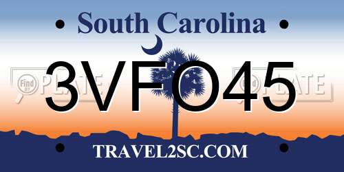 3VFO45 South Carolina License Plate