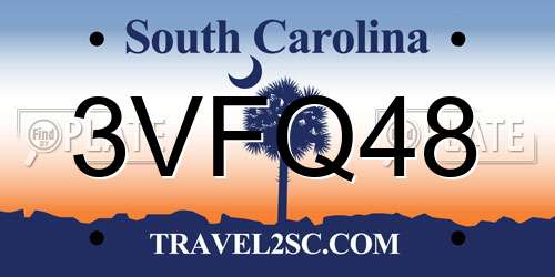 3VFQ48 South Carolina License Plate