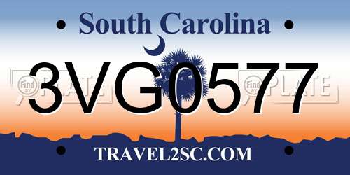 3VG0577 South Carolina License Plate