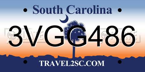 3VGG486 South Carolina License Plate