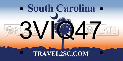 3VIQ47 South Carolina License Plate