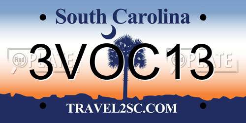 3VOC13 South Carolina License Plate