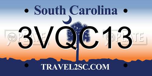3VQC13 South Carolina License Plate