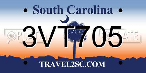 3VT705 South Carolina License Plate