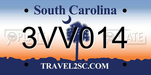 3VV014 South Carolina License Plate