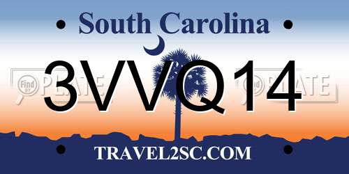 3VVQ14 South Carolina License Plate
