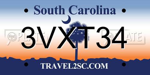 3VXT34 South Carolina License Plate