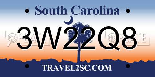 3W22Q8 South Carolina License Plate