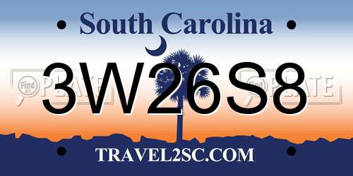 3W26S8 South Carolina License Plate