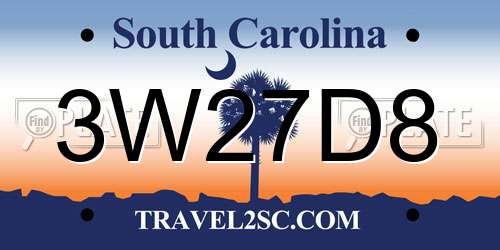 3W27D8 South Carolina License Plate