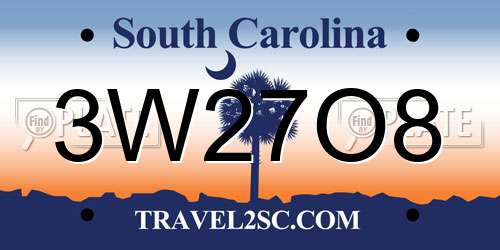 3W27O8 South Carolina License Plate