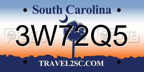 3W72Q5 South Carolina License Plate