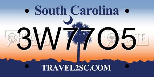 3W77O5 South Carolina License Plate