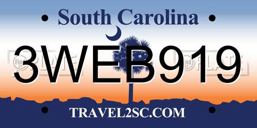 3WEB919 South Carolina License Plate
