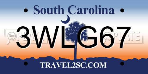 3WLG67 South Carolina License Plate