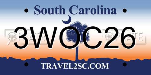 3WOC26 South Carolina License Plate